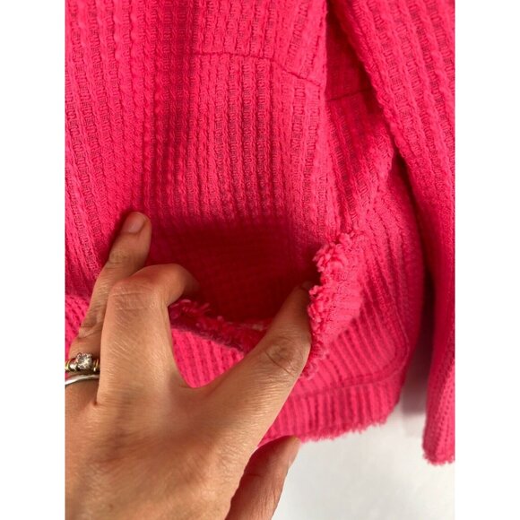Zara Basic Barbie-Pink Waffle-Knit-Style Cotton Women's Blazer - Picture 4 of 13